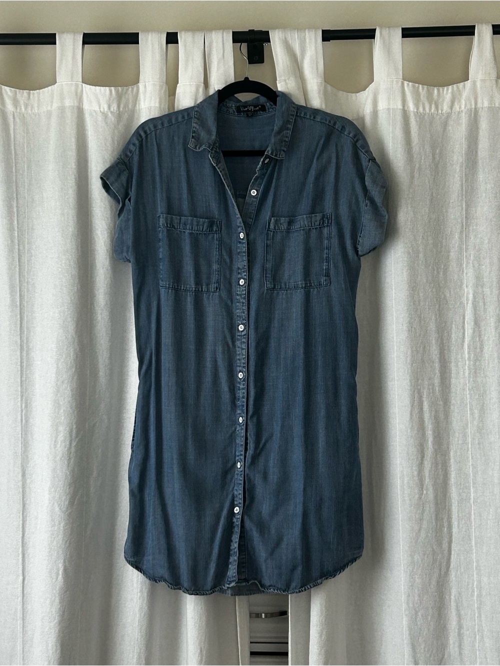 Velvet Heart Chambray Blue Button-Up Mini Dress